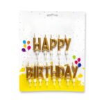 1 Set of Happy Birthday Candles, Cake Topper – Gold