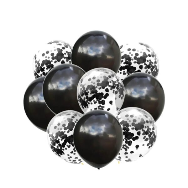 10-Pieces Latex & Confetti Balloons Set – Black