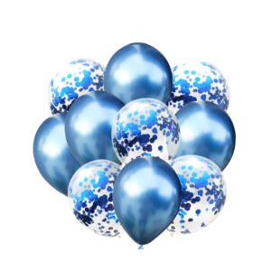 10-Pieces Latex & Confetti Balloons Set – Blue