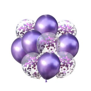10-Pieces Latex & Confetti Balloons Set –Purple