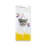 1pc Shiny Star Candle Cake Topper - Silver